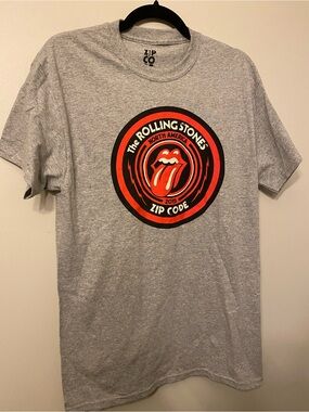 The Rolling Stones Short Sleeve Graphic Tee - Grey with Red Logo 2015 tour
